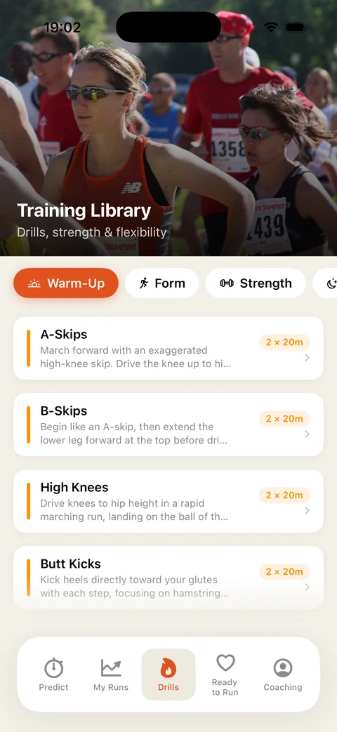 Training Library — drills and warm-up routines