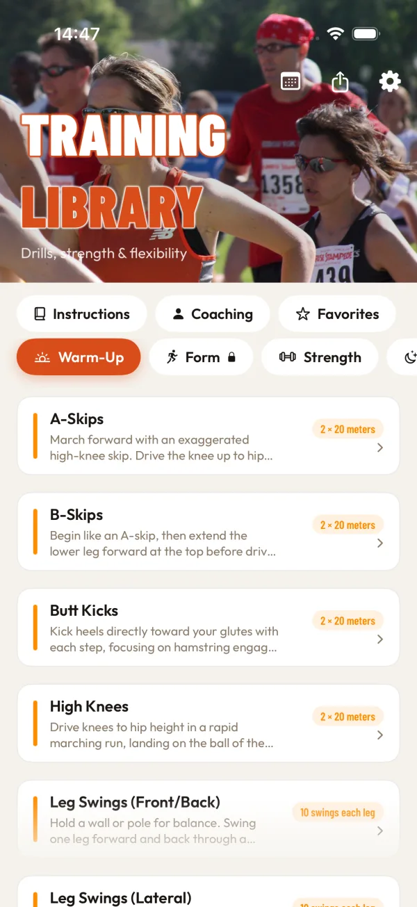 Ready to Run — Training Library drills and warm-ups