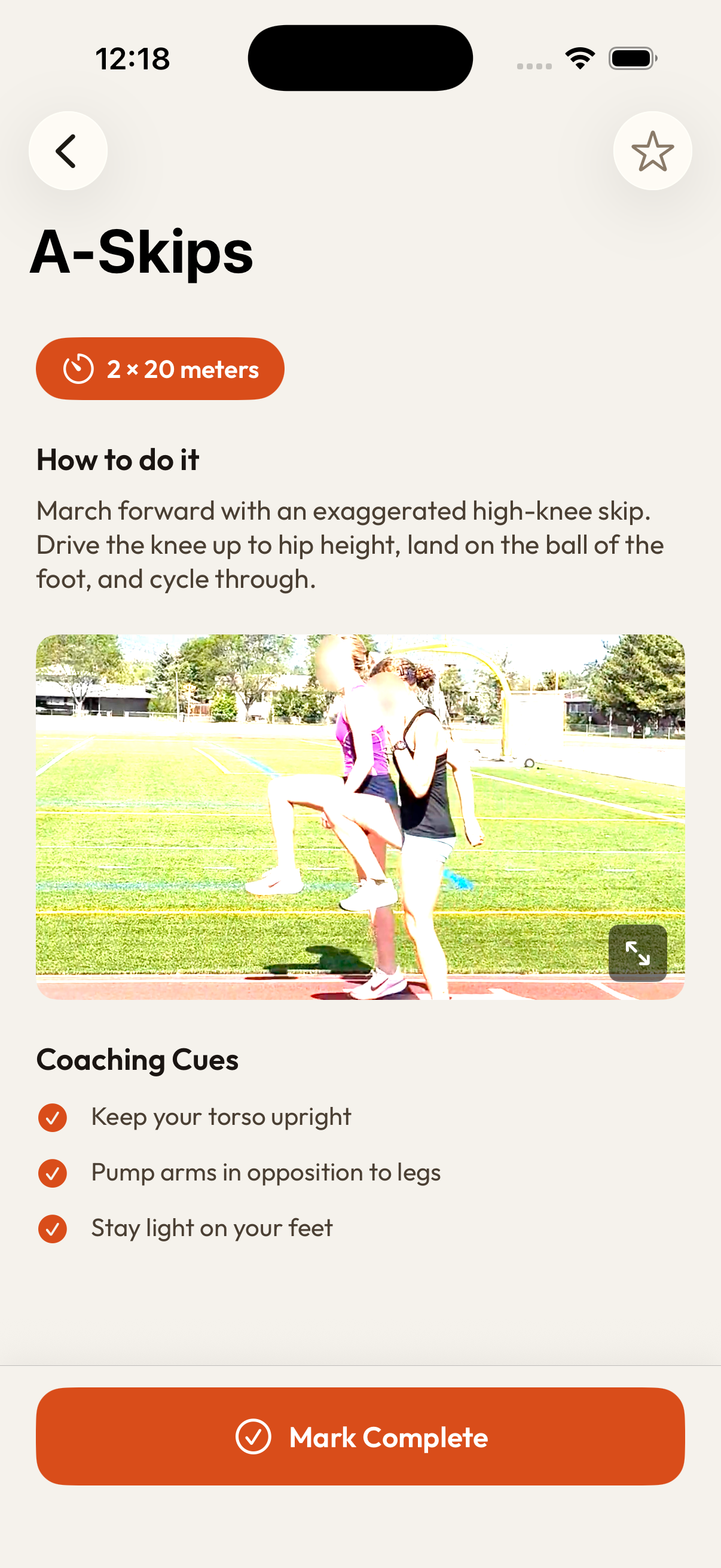 A-Skips drill detail — coaching cues