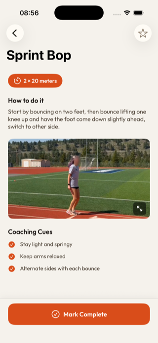 Sprint Bop drill detail — coaching cues