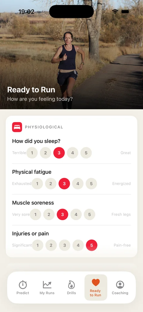 Ready to Run — daily readiness check-in